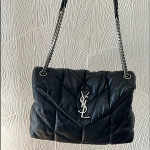 Black leather YSL puffer bag